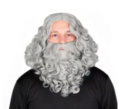 Parrucca del Re Mago con barba grigia opaca