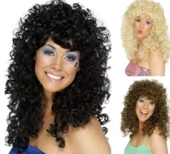 Parrucca di capelli ricci boogie degli anni '80 per le donne in vari colori