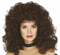 Parrucca di capelli ricci castani