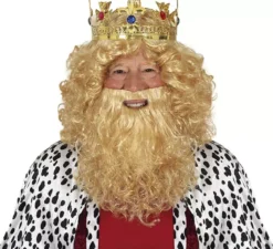 Parrucca e barba da re bionda