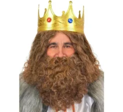Parrucca e barba del re mago Gasparre colore castano Deluxe
