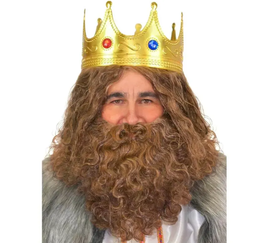 Parrucca e barba del re mago Gasparre colore castano Deluxe