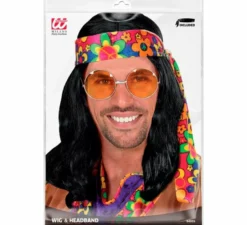 Parrucca hippie nera con bandana