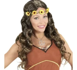 Parrucca hippie o medievale con nastro in vari colori per adulto