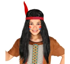 Parrucca lunga da indiano nativo per bambino