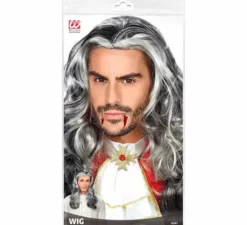 Parrucca lunga da vampiro bianca e nera