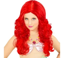 Parrucca Lunga Sirena Rosso Intenso per Bambini