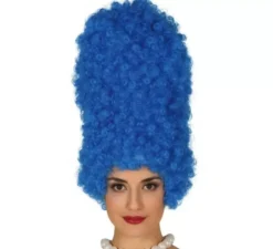 Parrucca riccia blu 40 cm