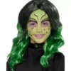Parrucca Strega nera e verde per bambina