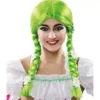 Parrucca verde bavarese con trecce e fiori