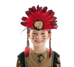 Pennacchio rosso indiano per bambini 26x37 cm
