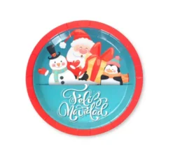 6 Piatti Carta Merry Christmas Blu e Rosso 18cm