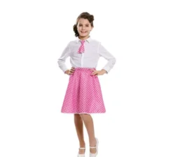 Pin-up kit rosa per bambine: gonna e cravatta