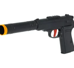 Pistola da agente segreto in plastica da 29 cm con silenziatore