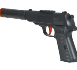 Pistola da agente segreto in plastica da 29 cm con silenziatore