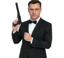 Pistola da agente segreto in plastica da 29 cm con silenziatore
