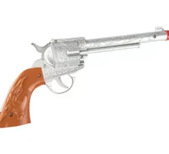 Pistola da cowboy marrone e argento