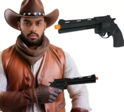 Pistola giocattolo da cowboy in plastica da 32 cm