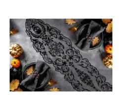 Pizzo Teschi per Tavolo nero 180x35 cm