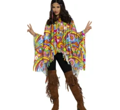 Poncho hippie multicolore per adulti