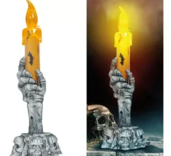 Portacandela Teschio con Candela Led da 15 cm