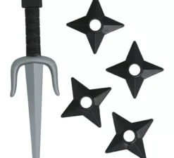 Pugnale Ninja in plastica giocattolo e pacchetto stella