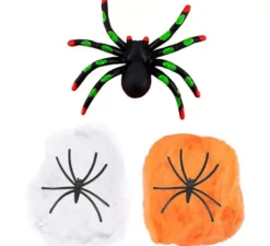 Ragnatela bianca e arancione con ragni