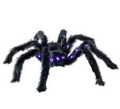 Ragno peloso nero con luce 86 cm