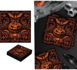 Sacchetto da 20 tovaglioli zucca gotica 16x16 cm