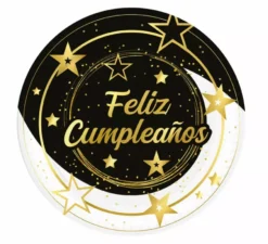 Sacchetto di 6 piatti Happy Birthday di 23 cm