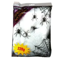 Sacchetto di ragnatela con 2 ragni di 228 gr per decorare su Halloween