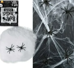 Sacchetto di ragnatela con 2 ragni di 228 gr per decorare su Halloween
