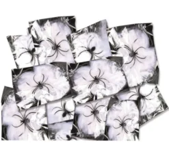 Sacchetto di 12 ragnatele con ragni di 12 gr per Halloween