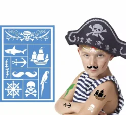 Sagoma trucco pirata blu per bambini 14x20 cm