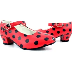 Scarpa Sevillana con tacco Rosso con pois Neri nei numeri dal 22 al 41