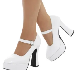 Scarpe bianche degli anni '70 con tacco da donna di 12,7 cm