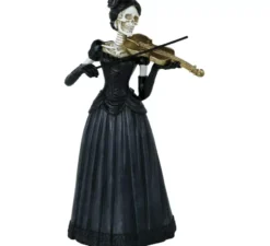 Scheletro di donna con violino in resina 26x15 cm