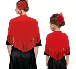 Scialle con frange in vari colori da 120x45
