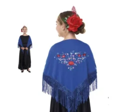 Scialle Sevillana o Chulapa ricamato 120x45 cm per ragazze in vari colori