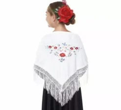 Scialle Sevillana o Chulapa ricamato 120x45 cm per ragazze in vari colori