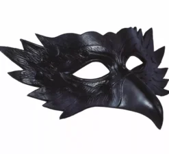 Semimaschera gufo nero con becco lungo