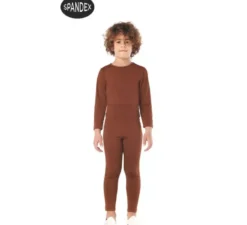 Set di body spandex marrone in 2 pezzi per bambini