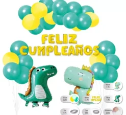 Set di 26 palloncini a forma di dinosauro con ghirlanda di buon compleanno