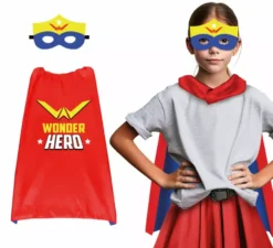 Set per bambini Super Heroine: maschera e mantello da 70 cm