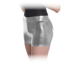 Shorts argento lucido da donna