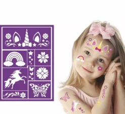 Stencil trucco unicorno per bambini lilla 14x20 cm