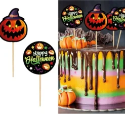 12 Stuzzicadenti Decorativi con Carta Zucca 6 cm