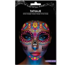Tatuaggio Catrina rosa fluorescente