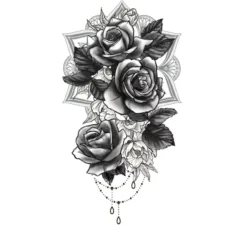 Tatuaggio di rose in bianco e nero