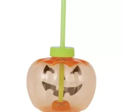 Tazza di zucca con cannuccia e illuminazione a LED 17 cm